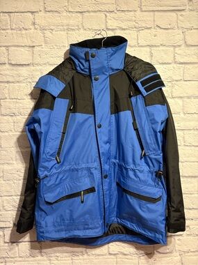 Wetskins Men's Blue and Black Rain Jacket Small